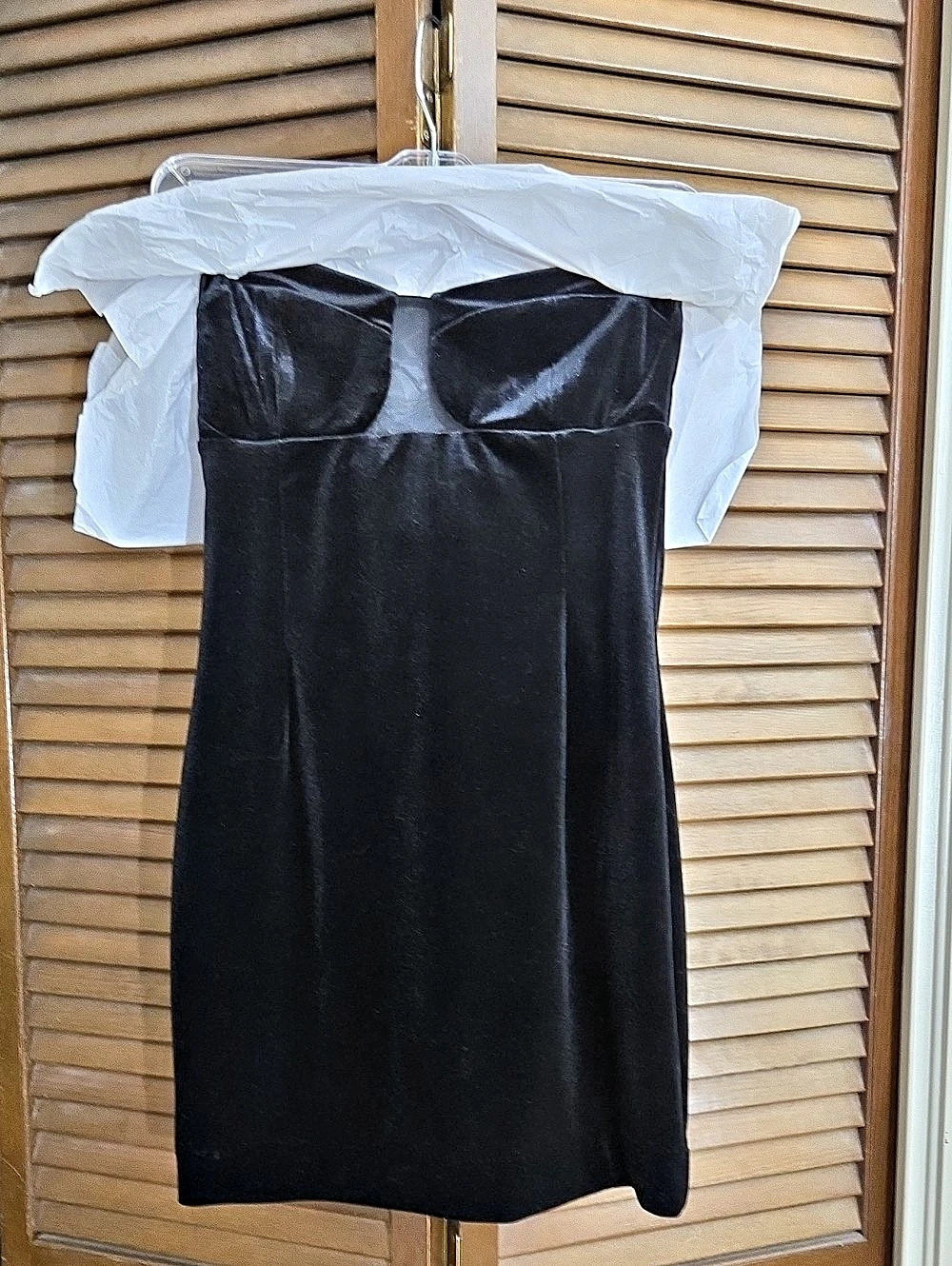 Forever 21 Velvet Mesh Inset Mini Dress Black Small